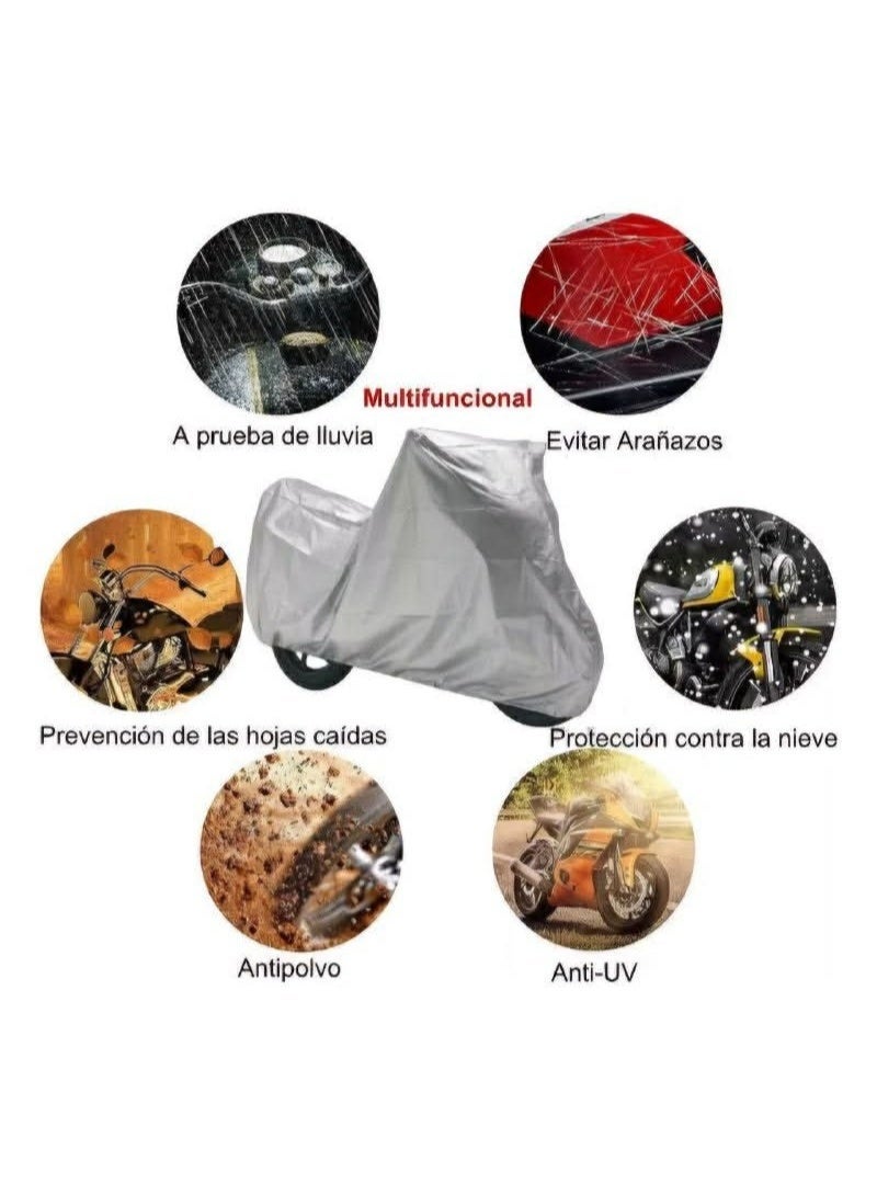 غطاء دراجة نارية فائق الحماية مناسب لجميع الأحوال الجوية - مقاوم للخدش والغبار والأشعة فوق البنفسجية | (فضي سحري، جميع الدراجات XL 240X140) - Image 2